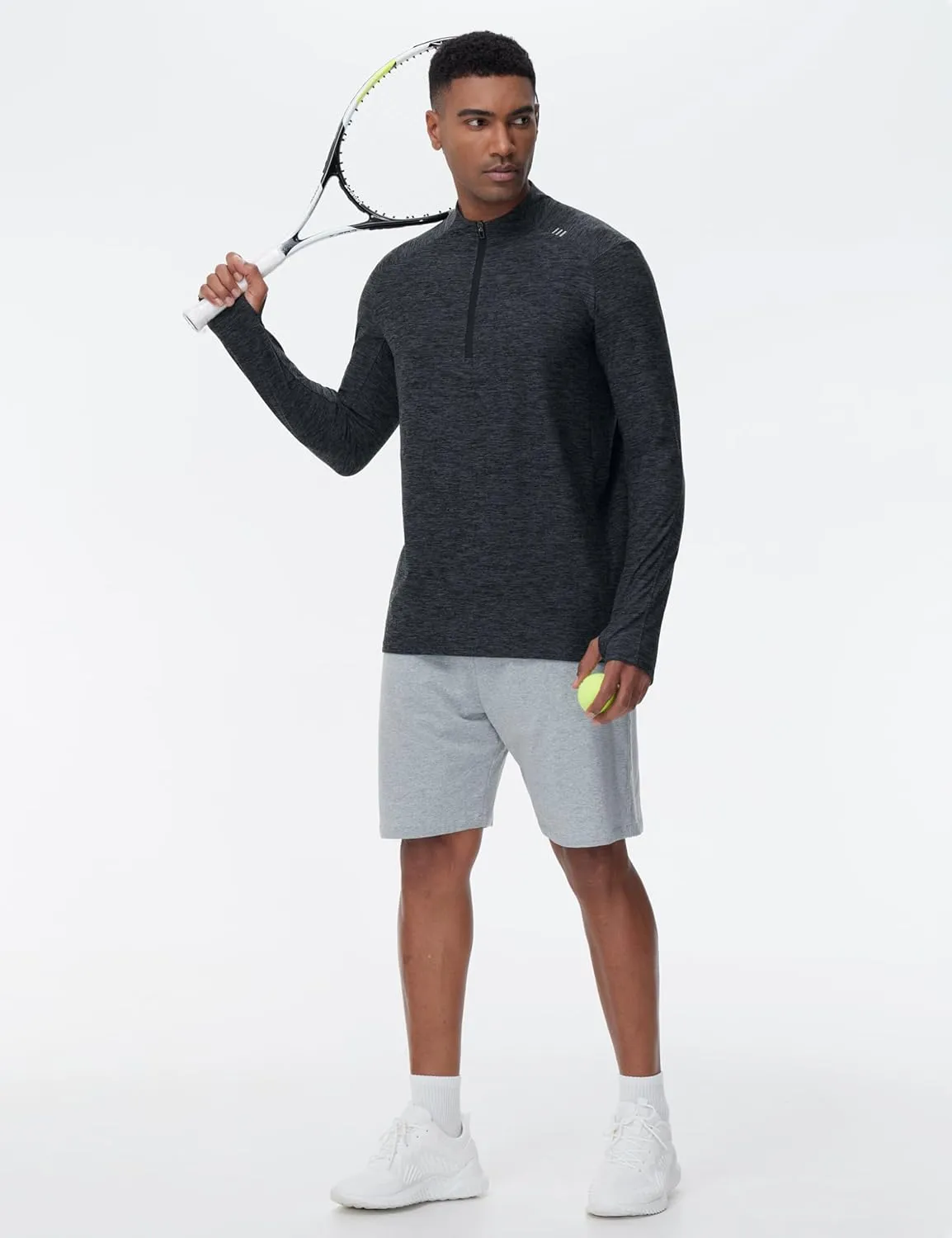 THE GYM PEOPLE Men's Half-Zip Long Sleeve Golf Shirts Soft Lightweight Warm Workout Pullover Sweatshirts with Thumb Hole