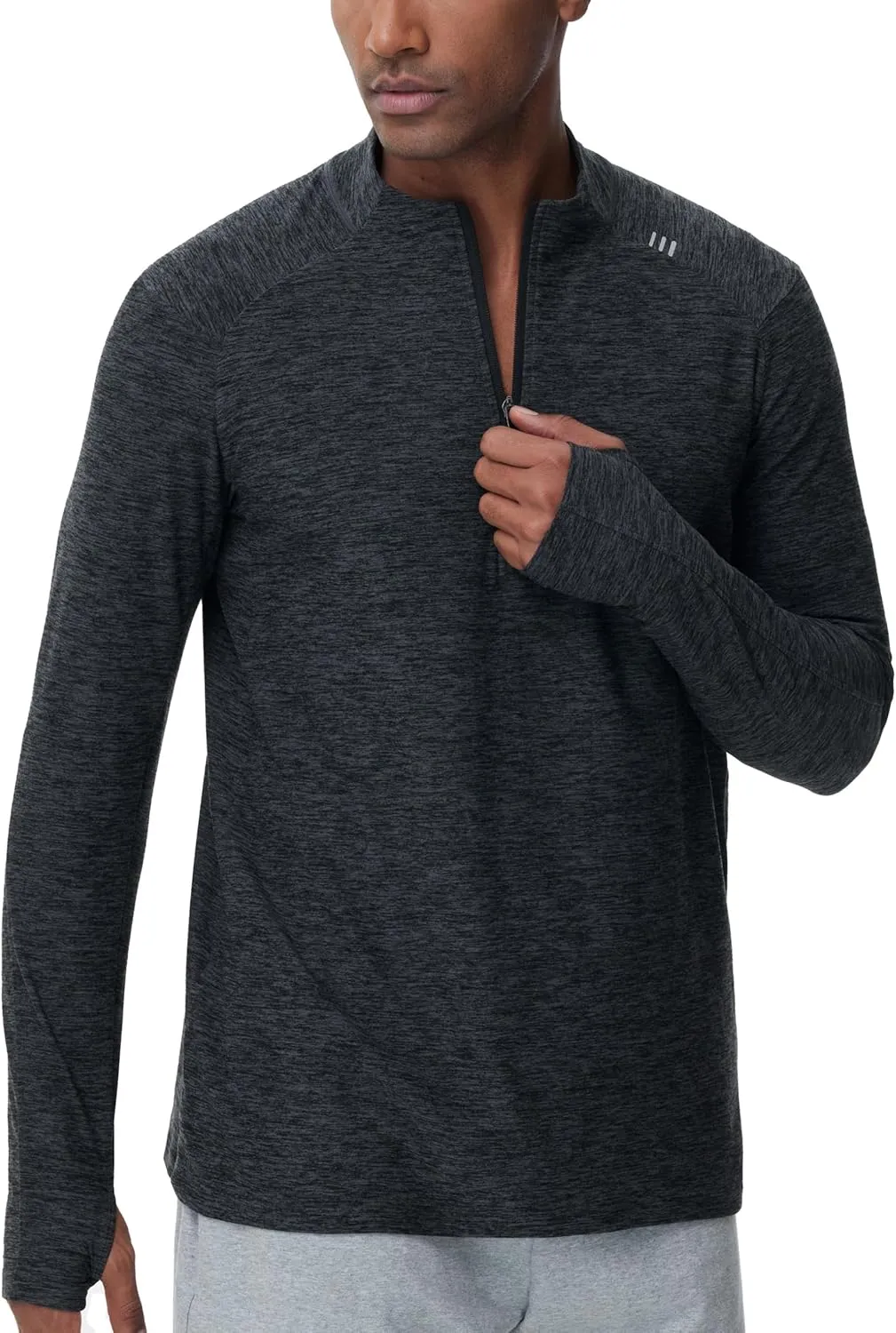 THE GYM PEOPLE Men's Half-Zip Long Sleeve Golf Shirts Soft Lightweight Warm Workout Pullover Sweatshirts with Thumb Hole