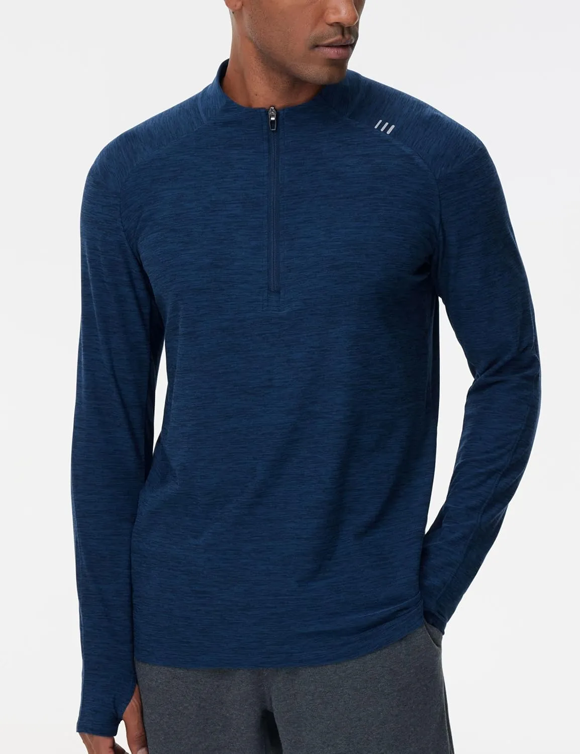 THE GYM PEOPLE Men's Half-Zip Long Sleeve Golf Shirts Soft Lightweight Warm Workout Pullover Sweatshirts with Thumb Hole