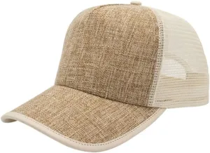 The Vintage Year Two Tone Toyo Straw Natural Paper Mesh Adjustable Trucker Baseball Cap