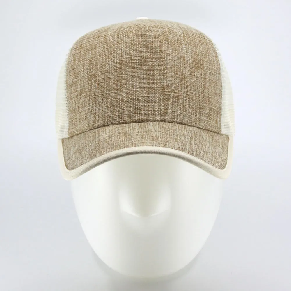 The Vintage Year Two Tone Toyo Straw Natural Paper Mesh Adjustable Trucker Baseball Cap