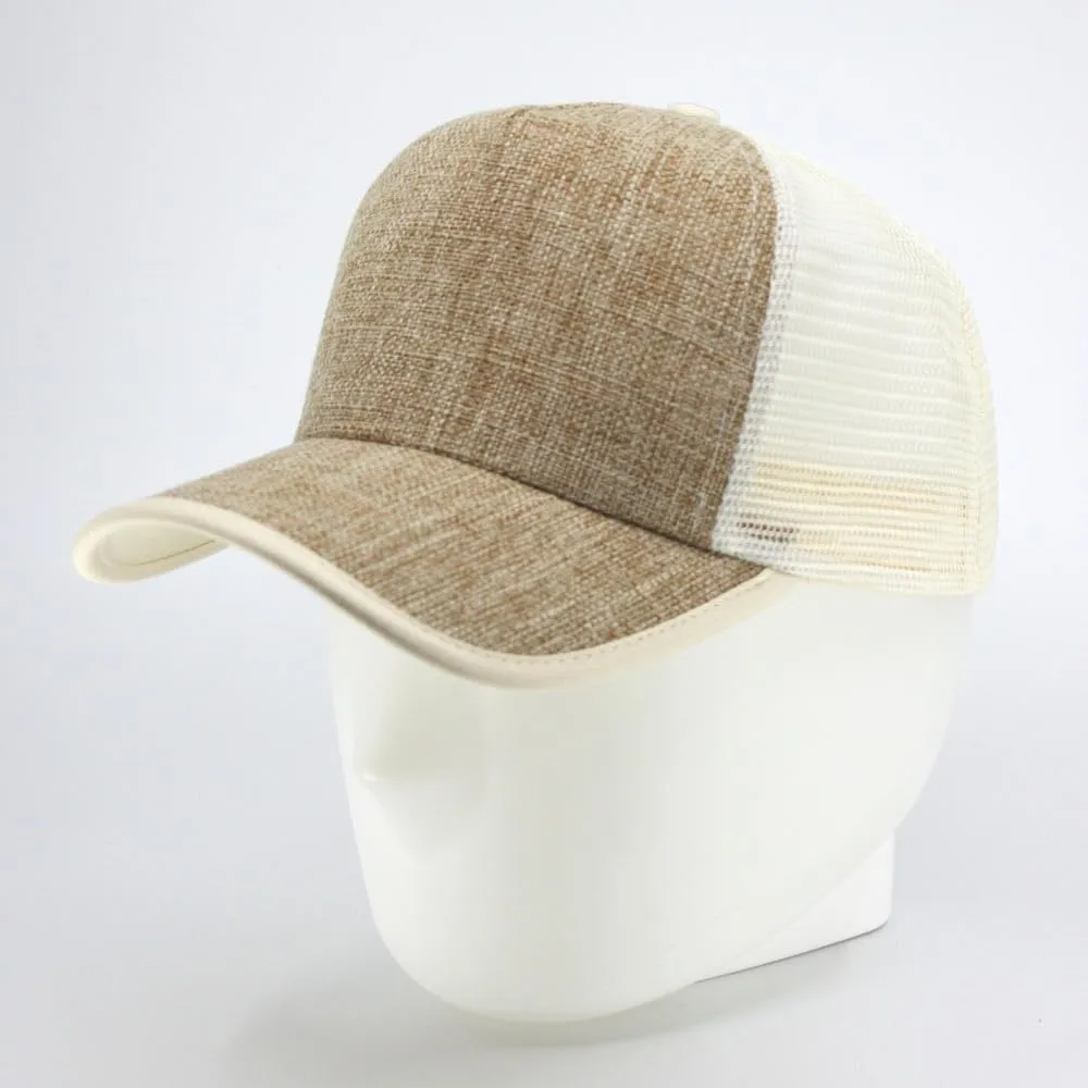 The Vintage Year Two Tone Toyo Straw Natural Paper Mesh Adjustable Trucker Baseball Cap