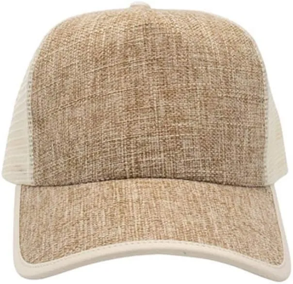 The Vintage Year Two Tone Toyo Straw Natural Paper Mesh Adjustable Trucker Baseball Cap