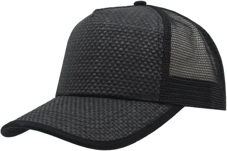 The Vintage Year Two Tone Toyo Straw Natural Paper Mesh Adjustable Trucker Baseball Cap