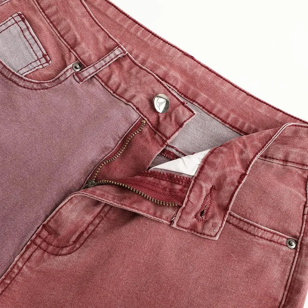 THUNDER STAR Women High Waist Patchwork Jeans Stretchy Denim Pants