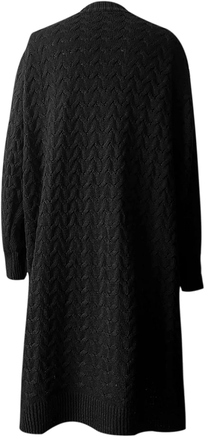 tuduoms Long Cardigans Women's Winter Chunky Knit Cardigan Sweaters Warm Thicken Button Down Long Overcoat Sweater Jackets