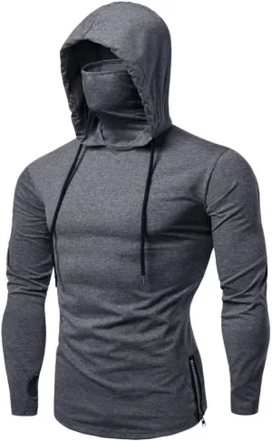 TUQIDEWU Mens Hoodies, Men's Turtleneck Mask Shirt with Hood Long Sleeve UV Sun Protection Performance Fishing Zip Up Hoodie