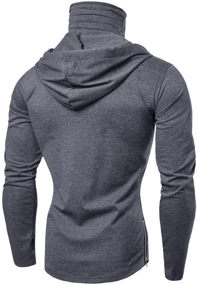 TUQIDEWU Mens Hoodies, Men's Turtleneck Mask Shirt with Hood Long Sleeve UV Sun Protection Performance Fishing Zip Up Hoodie