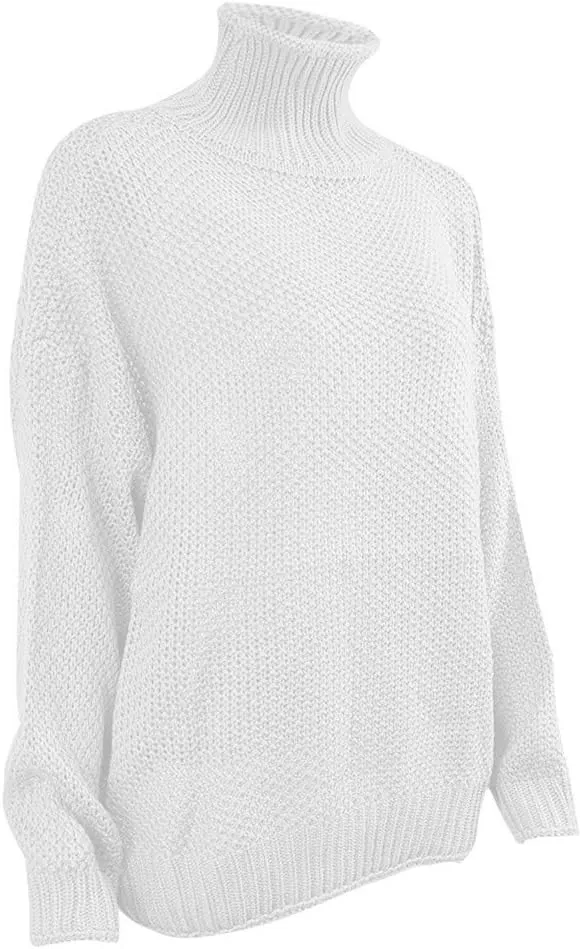 Turtleneck Sweater Women Oversized Knit Sweater Vintage Pullover Sweater Chunky Jumper Top Winter Casual Tunic Top