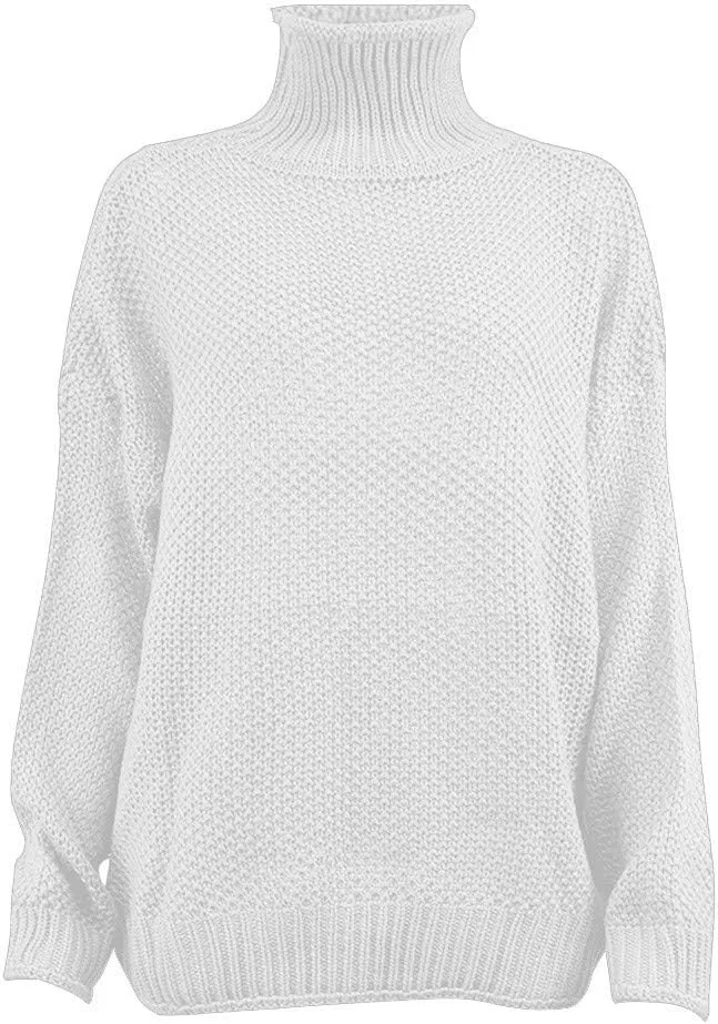 Turtleneck Sweater Women Oversized Knit Sweater Vintage Pullover Sweater Chunky Jumper Top Winter Casual Tunic Top