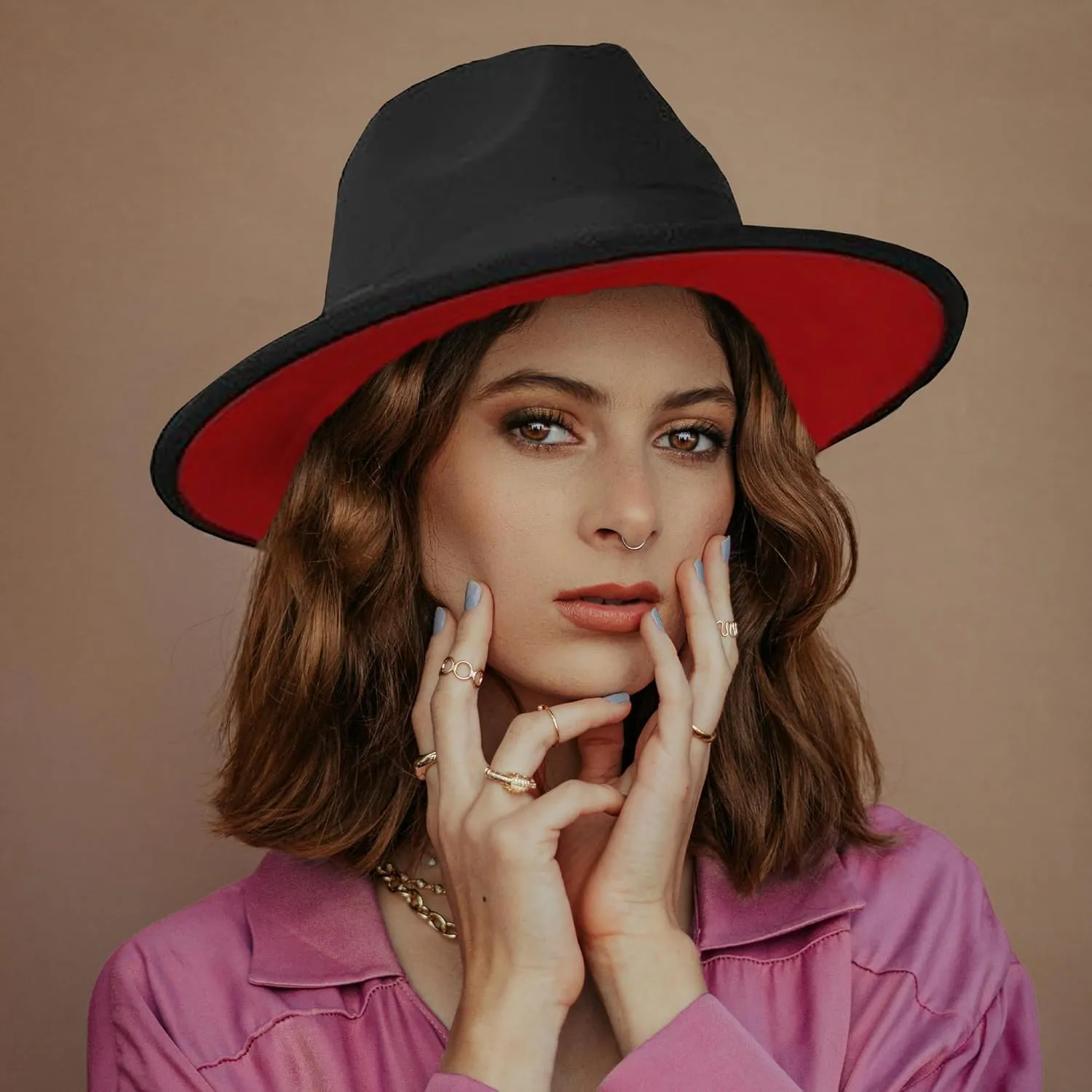 Two Tone Fedora Hats for Men and Women Wide Brim Fedora Hats Rancher Hat Panama Hat