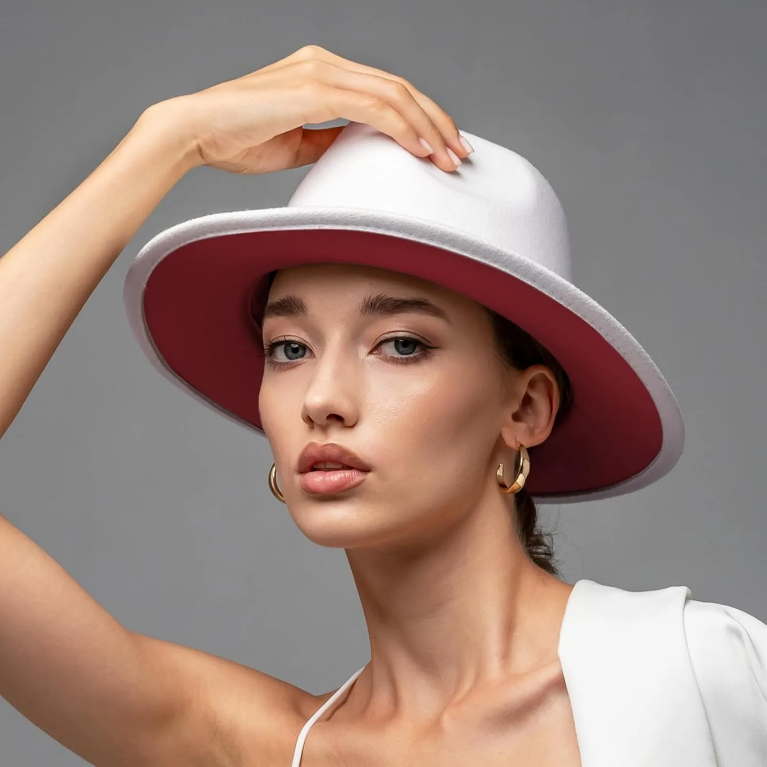 Two Tone Fedora Hats for Men and Women Wide Brim Fedora Hats Rancher Hat Panama Hat