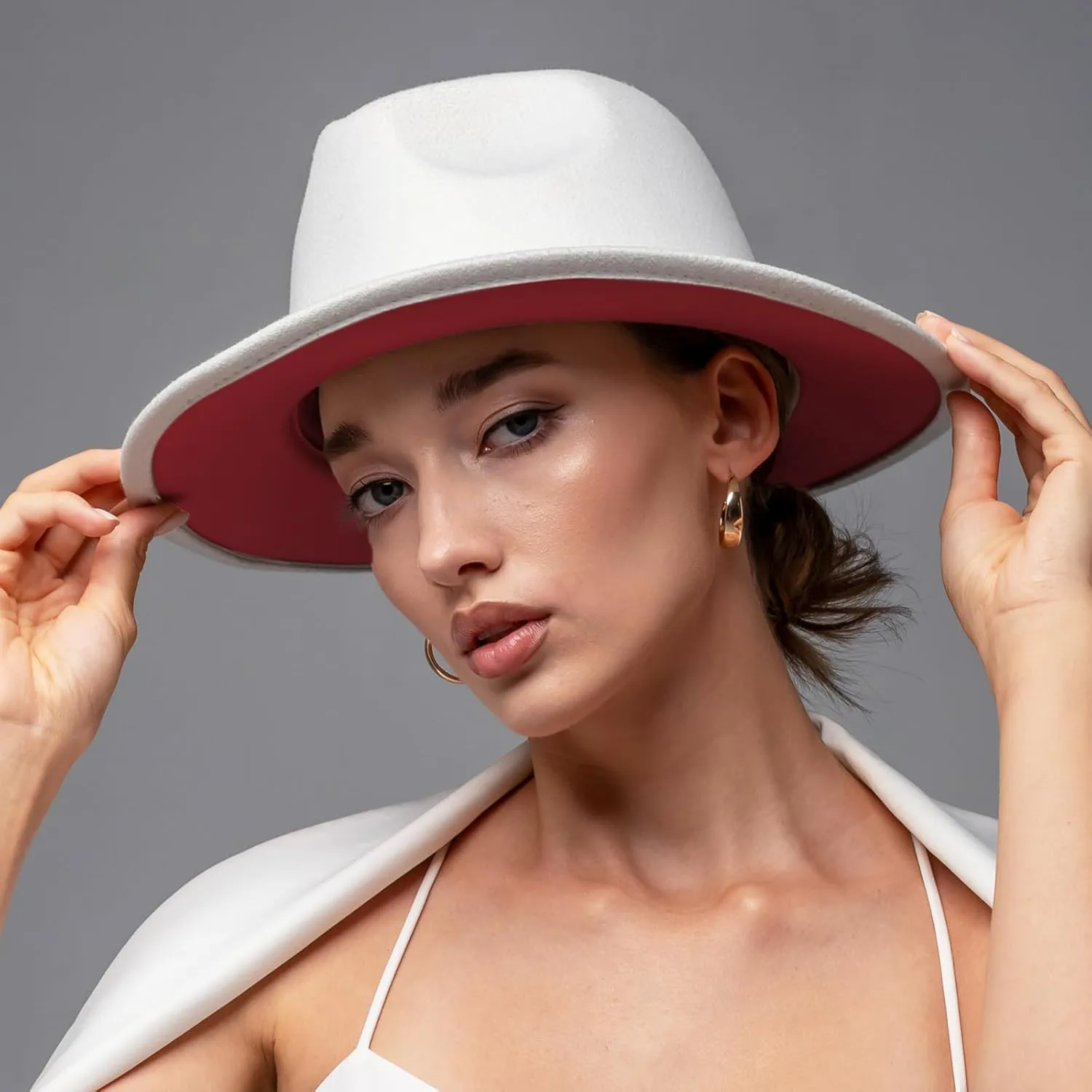 Two Tone Fedora Hats for Men and Women Wide Brim Fedora Hats Rancher Hat Panama Hat