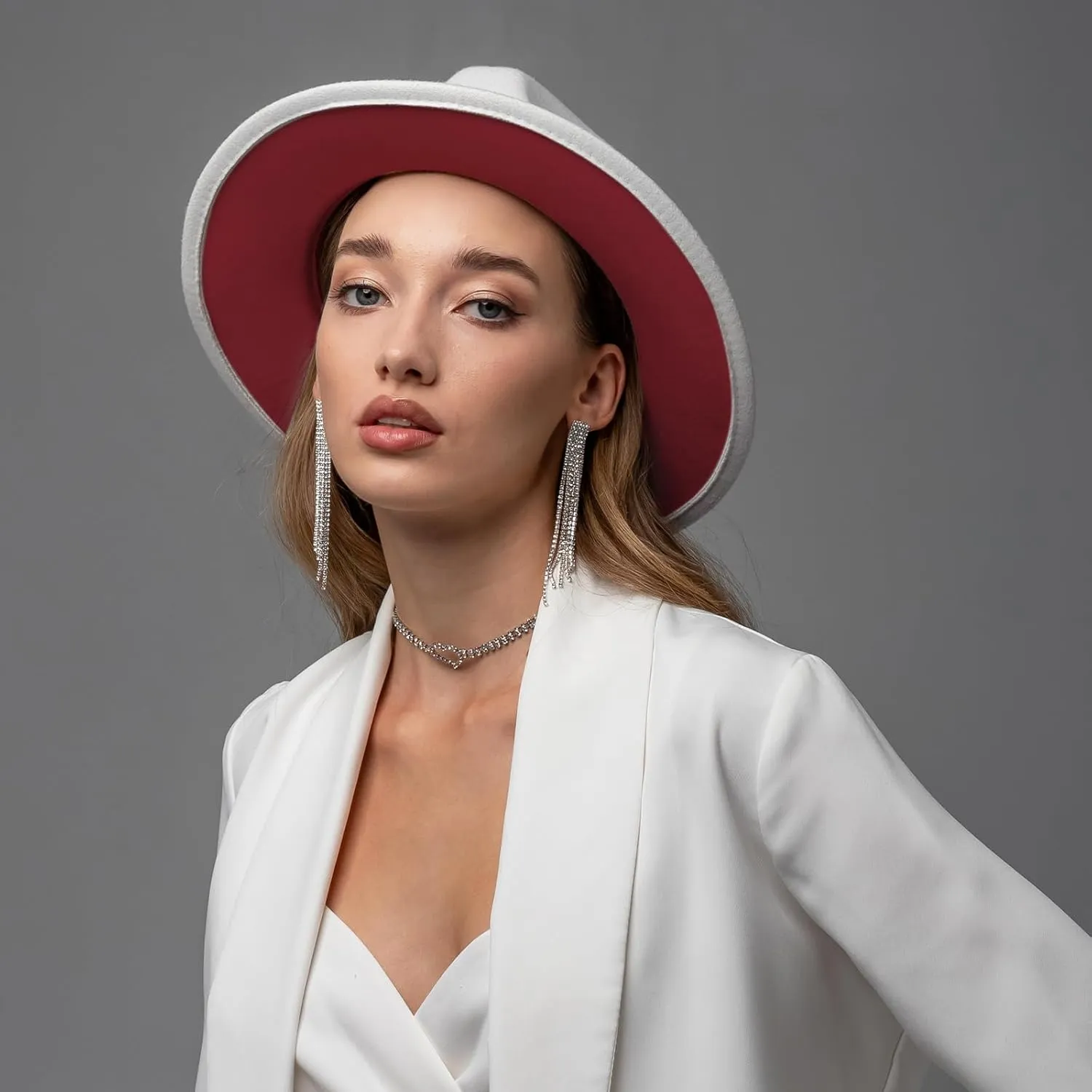 Two Tone Fedora Hats for Men and Women Wide Brim Fedora Hats Rancher Hat Panama Hat