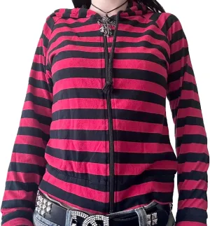 UAURORAO Striped Zip Up Hoodie Y2k for Women Long Sleeve Full Zip Sweatshirt Jacket Color Block Oversized Cropped Hoodie