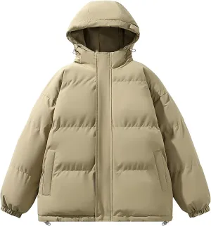 Unisex Mens Puffer Jacket Trendy Quilted Down Jackets Coats Winter Warm Thicken Teen Hooded Puffy Windproof Outwear
