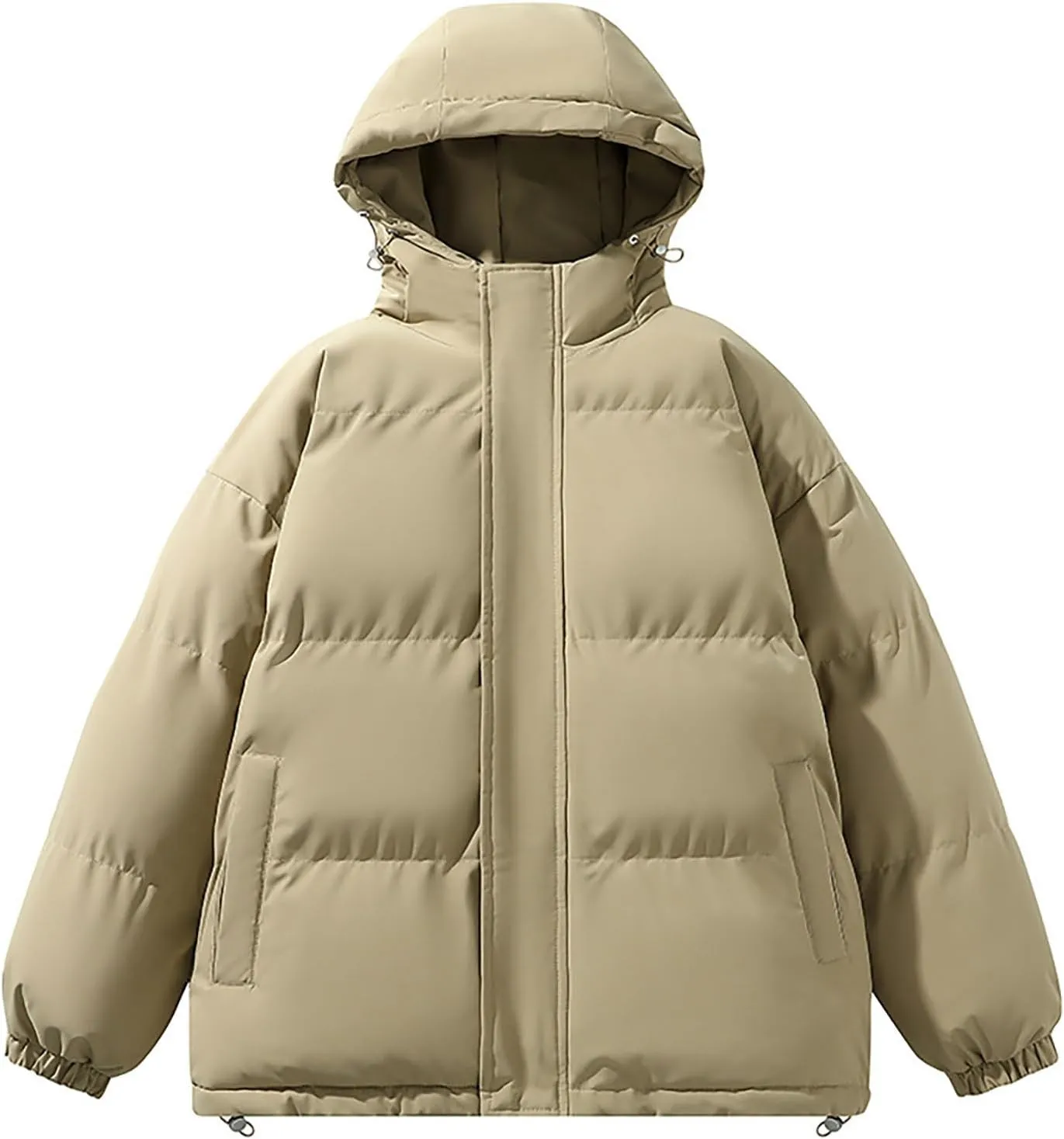 Unisex Mens Puffer Jacket Trendy Quilted Down Jackets Coats Winter Warm Thicken Teen Hooded Puffy Windproof Outwear
