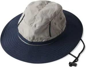 Unisex Two-Tone Bucket Hat Wide Brim Sun Hat UPF 50  Adjustable Chin Strap Breathable Mesh Packable Boonie Hat