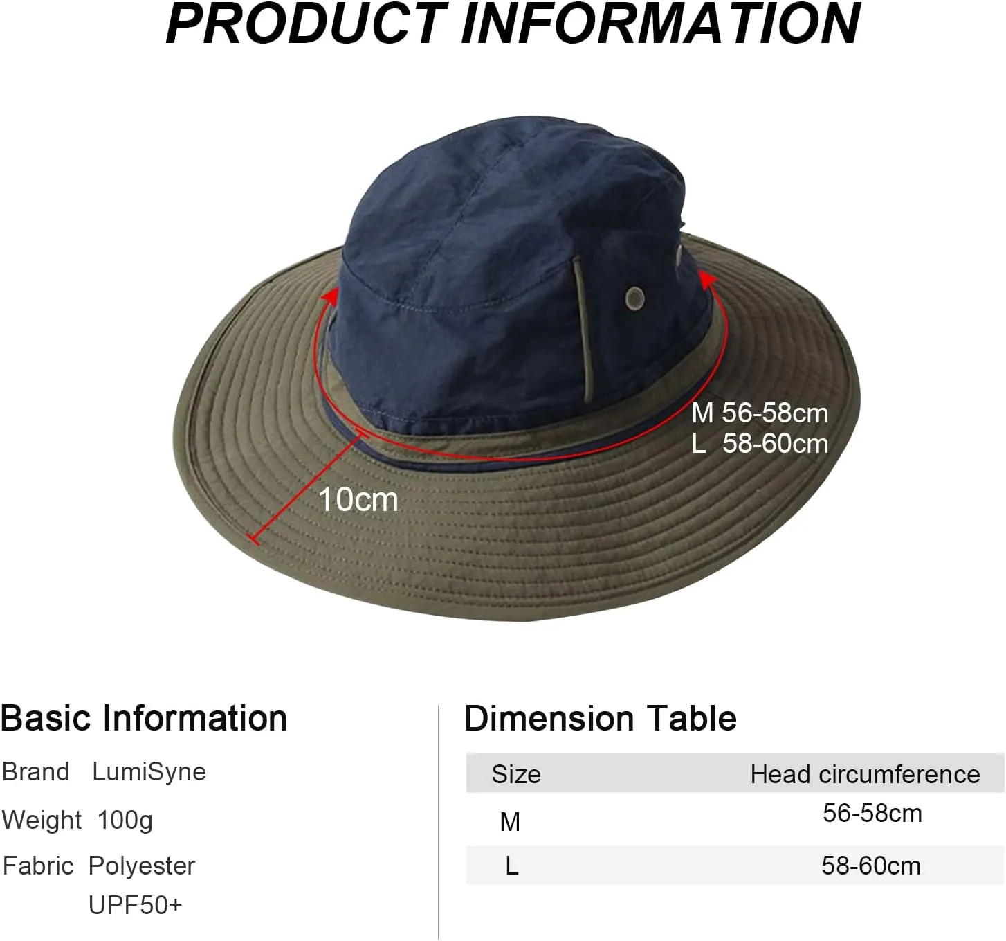 Unisex Two-Tone Bucket Hat Wide Brim Sun Hat UPF 50  Adjustable Chin Strap Breathable Mesh Packable Boonie Hat