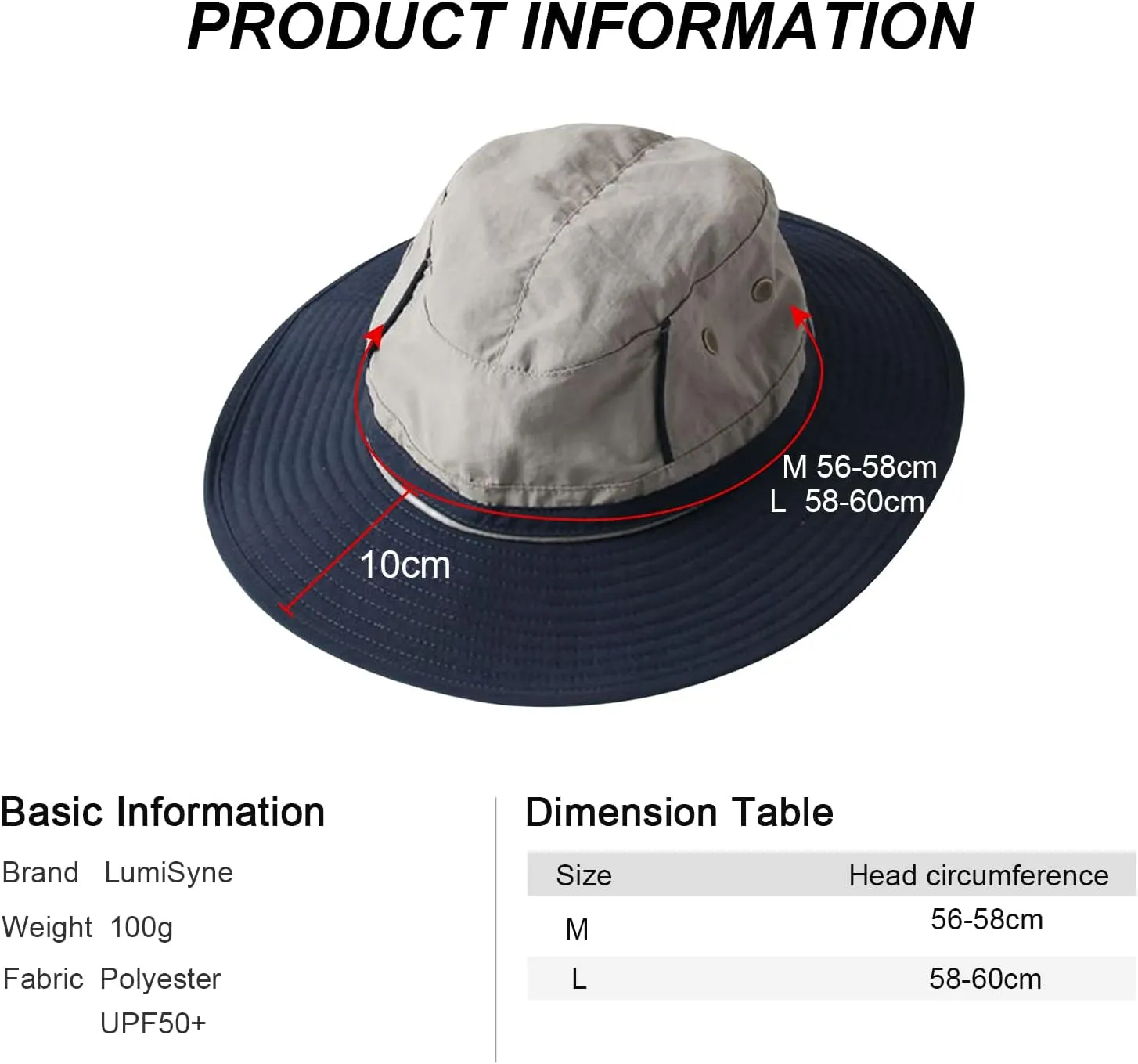 Unisex Two-Tone Bucket Hat Wide Brim Sun Hat UPF 50  Adjustable Chin Strap Breathable Mesh Packable Boonie Hat