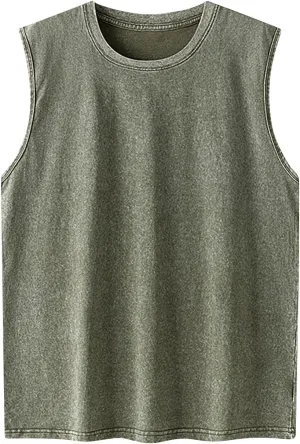 Vintage Oversized Tank Tops for Men Streetwear Vintage Sleeveless Crewneck T Shirts Summer Casual Harakuju Blouses