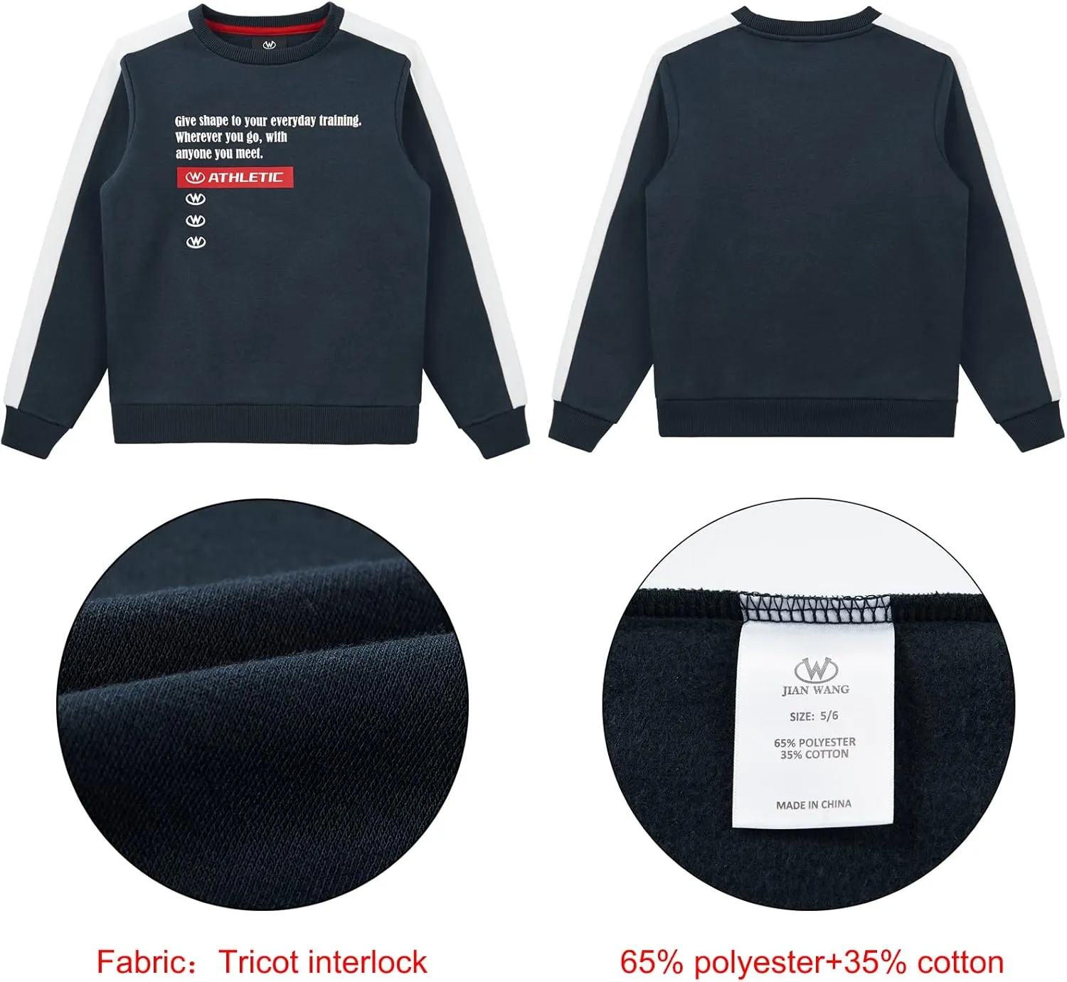 W JIANWANG Boys' Activewear Kids Clothing Sets Full Zip Fleece Brush Tracksuits Active Jackets and Pants 2 Piece 2-8 Years…