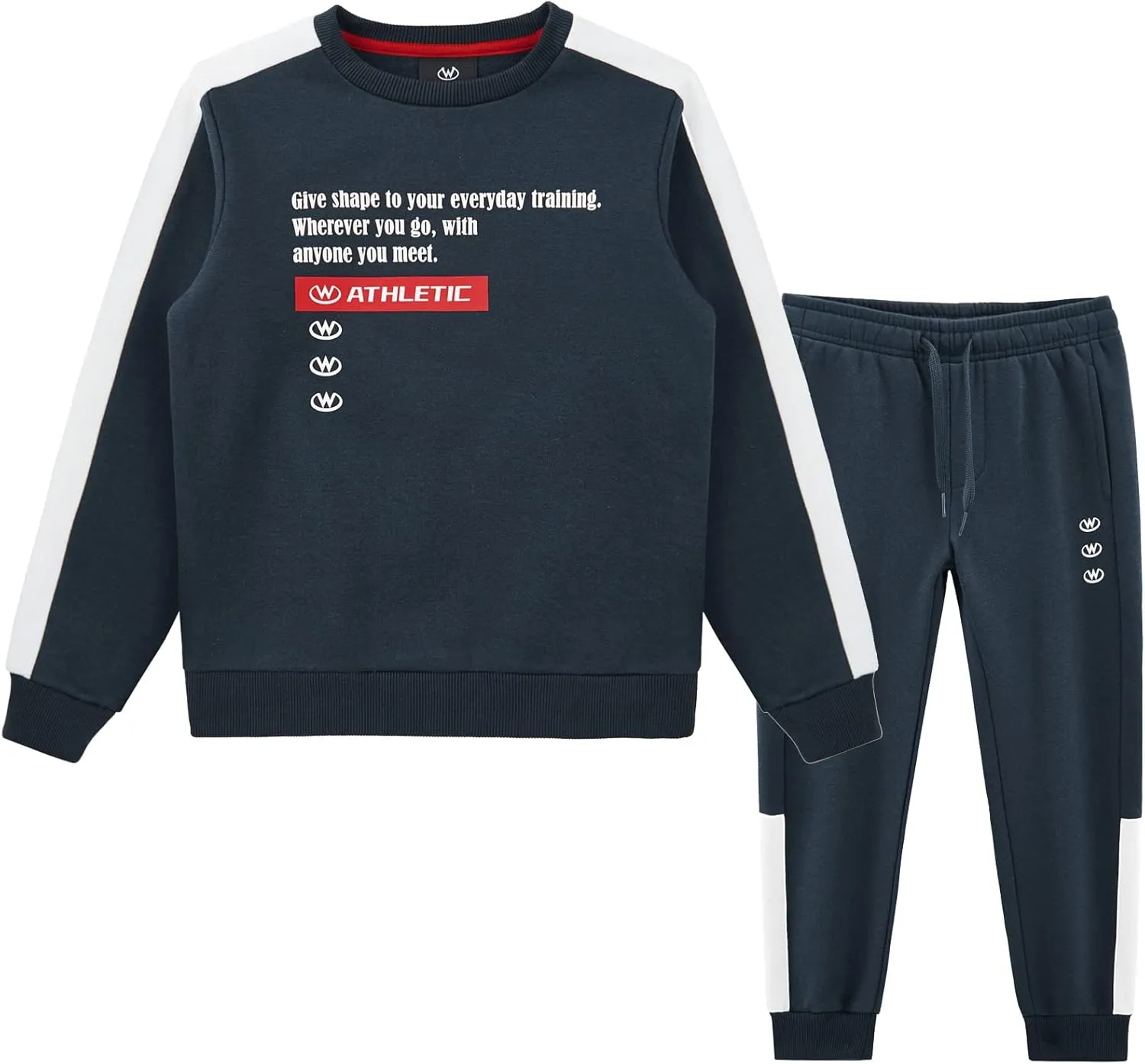 W JIANWANG Boys' Activewear Kids Clothing Sets Full Zip Fleece Brush Tracksuits Active Jackets and Pants 2 Piece 2-8 Years…