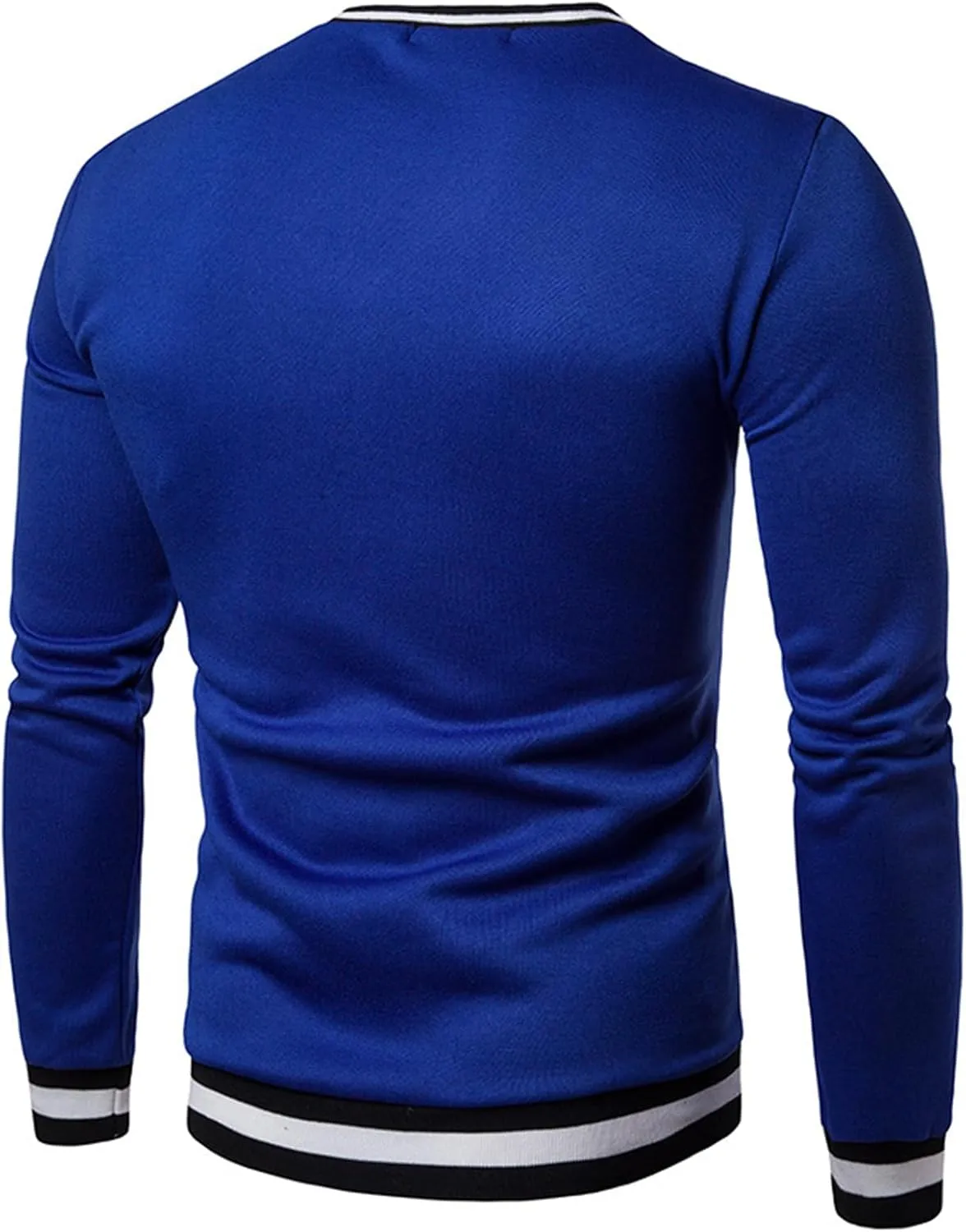 Wankang Men's V Neck Sweatshirt Casual Athletic Jumper Sweater Shirts Fall Long Sleeve Contrast Color Pullover Top for Men