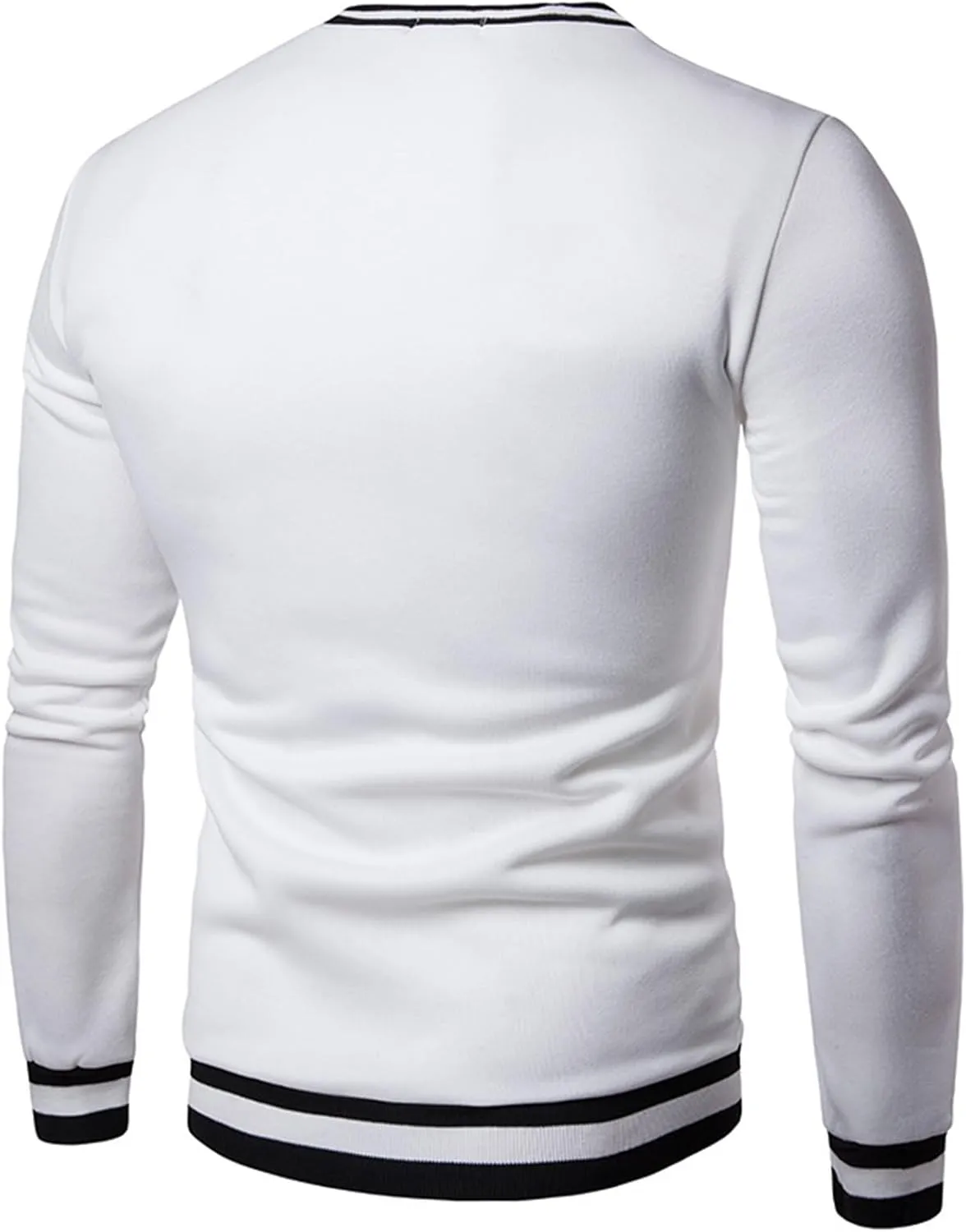 Wankang Men's V Neck Sweatshirt Casual Athletic Jumper Sweater Shirts Fall Long Sleeve Contrast Color Pullover Top for Men