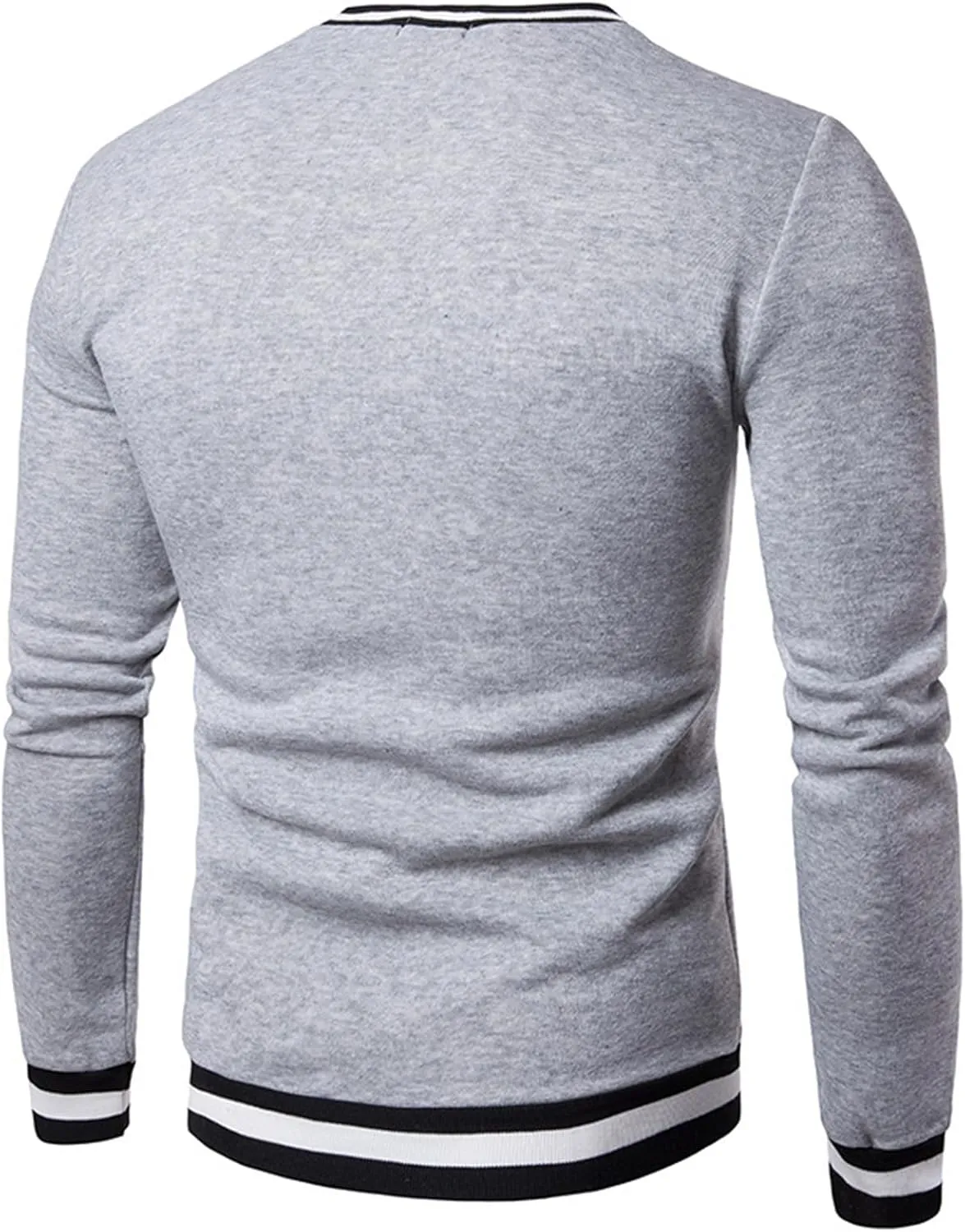 Wankang Men's V Neck Sweatshirt Casual Athletic Jumper Sweater Shirts Fall Long Sleeve Contrast Color Pullover Top for Men