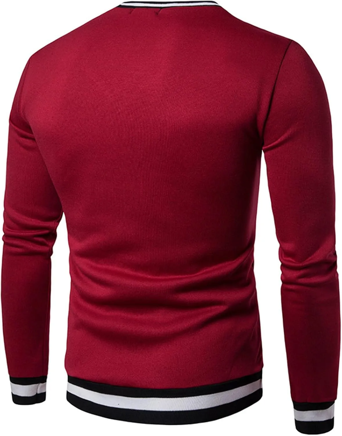 Wankang Men's V Neck Sweatshirt Casual Athletic Jumper Sweater Shirts Fall Long Sleeve Contrast Color Pullover Top for Men