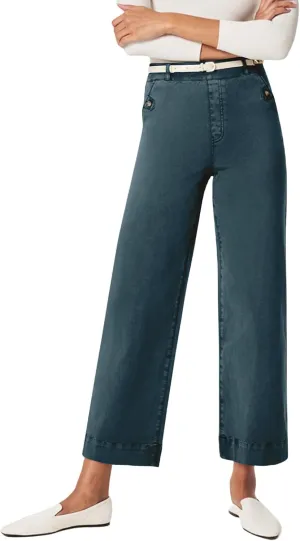 Wide Leg Cropped Jeans for Women Casual Stretch Twill High Waisted Jeans Straight Ankle Denim Pants with Pockets 2024