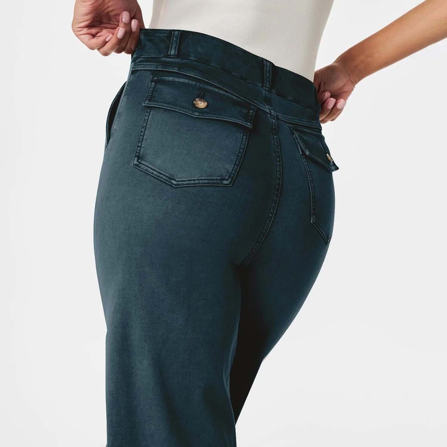 Wide Leg Cropped Jeans for Women Casual Stretch Twill High Waisted Jeans Straight Ankle Denim Pants with Pockets 2024