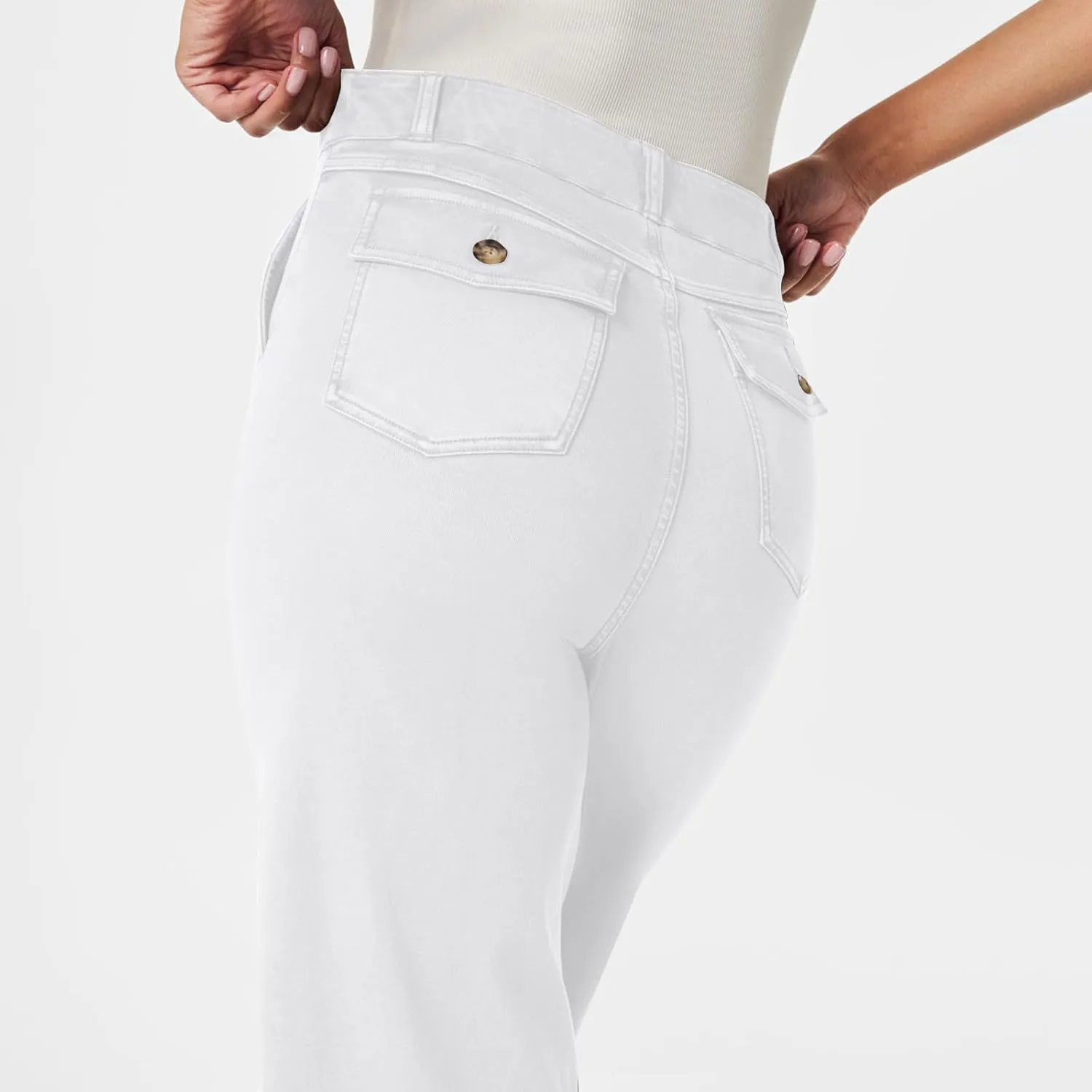 Wide Leg Cropped Jeans for Women Casual Stretch Twill High Waisted Jeans Straight Ankle Denim Pants with Pockets 2024