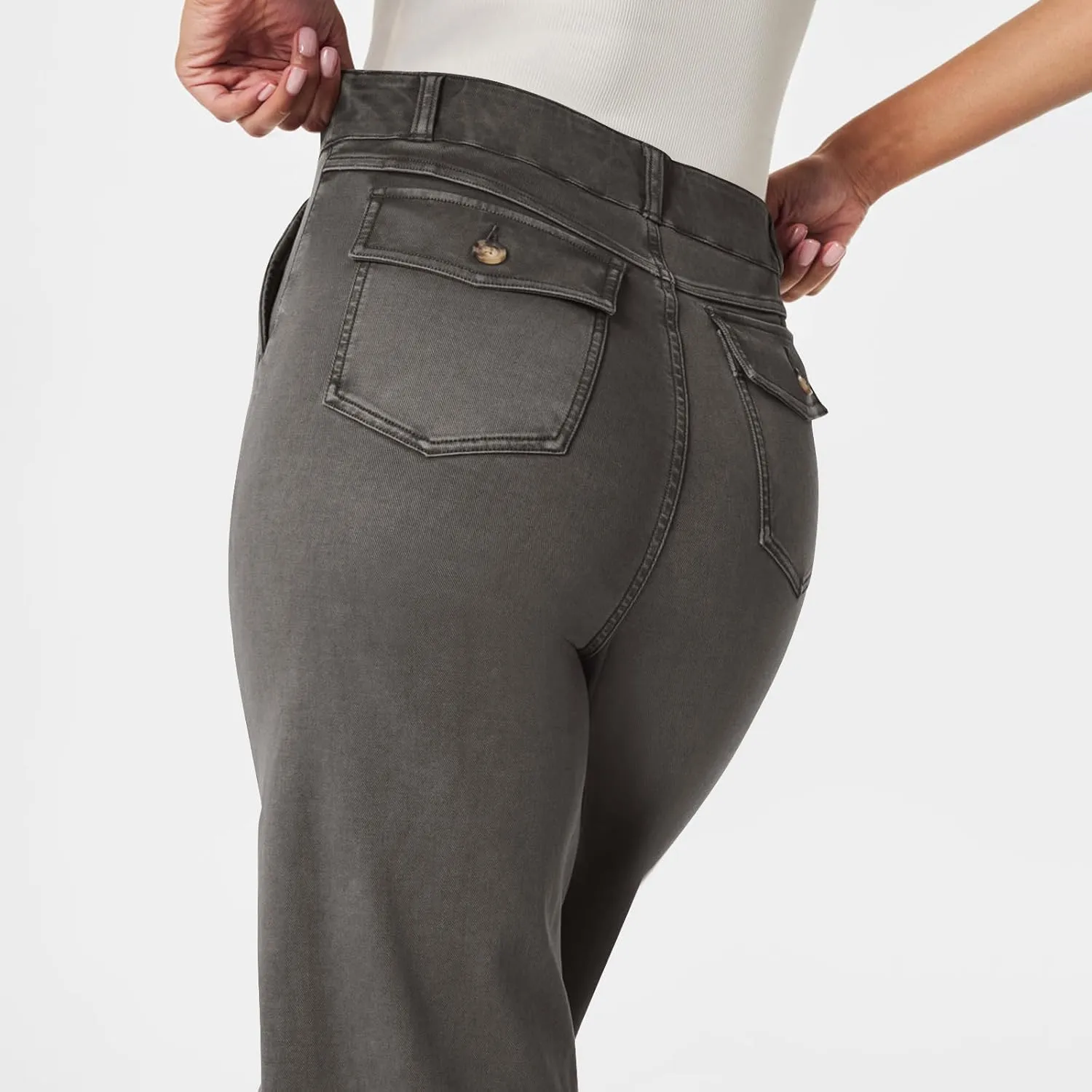 Wide Leg Cropped Jeans for Women Casual Stretch Twill High Waisted Jeans Straight Ankle Denim Pants with Pockets 2024