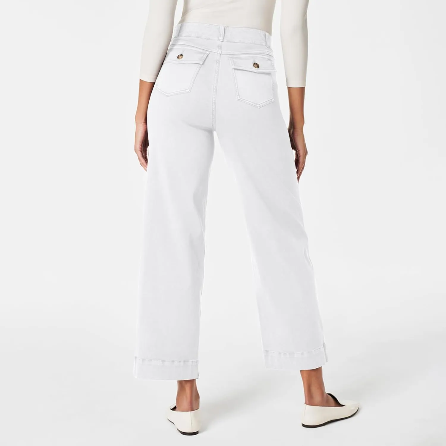 Wide Leg Cropped Jeans for Women Casual Stretch Twill High Waisted Jeans Straight Ankle Denim Pants with Pockets 2024