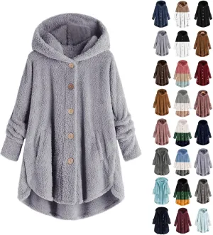 Winter Coats for Women 2024 Fashion Plus Size Sharpa Jackets Button Down Fleece Jackets Fuzzy Warm