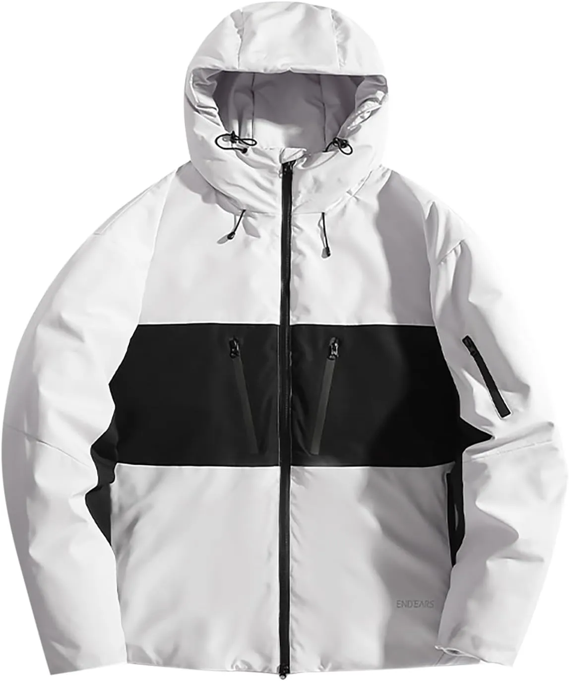 Winter Hiking Insulated Jacket for Men Outdoor Patchwork Color Contrast Hardshell Jacket Casual Tech Hooded Jackets