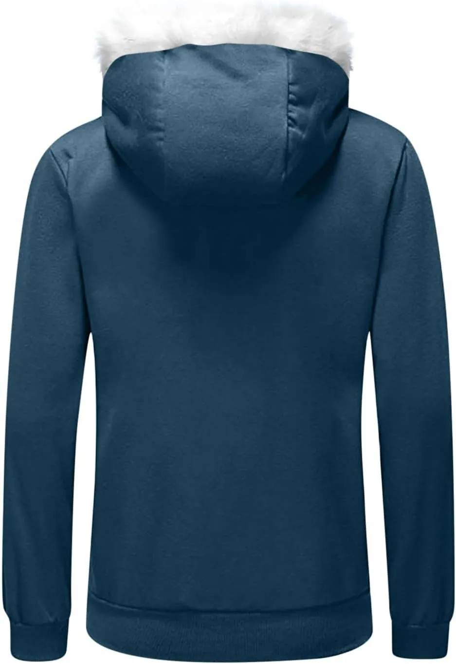 Women Furry Splicing Hoodies Fashion Hooded Sweatshirts with Pockets Zip Up Fleece Sweater Fall Winter Coats