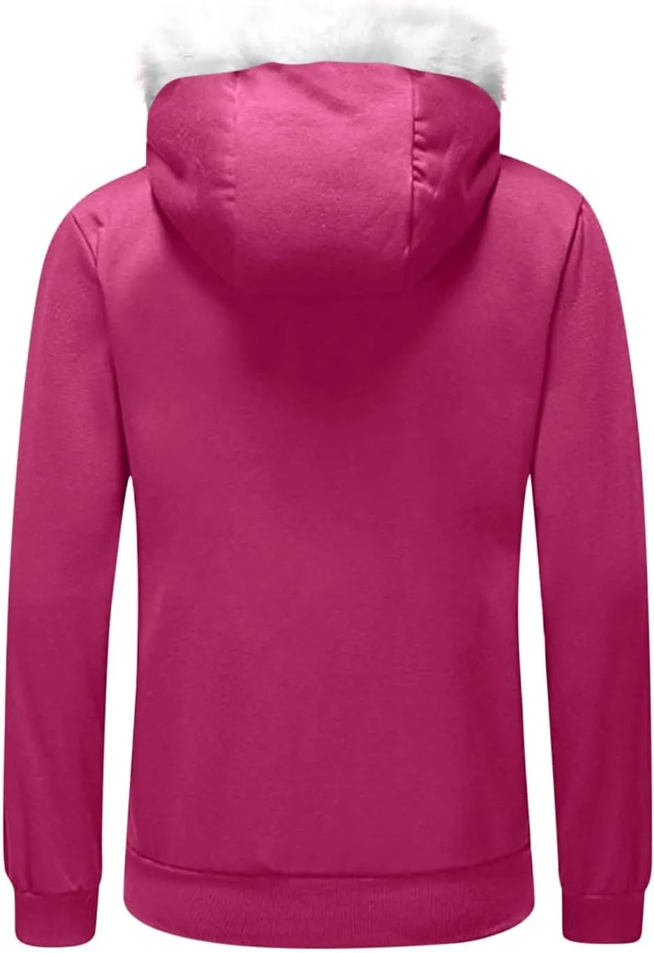 Women Furry Splicing Hoodies Fashion Hooded Sweatshirts with Pockets Zip Up Fleece Sweater Fall Winter Coats