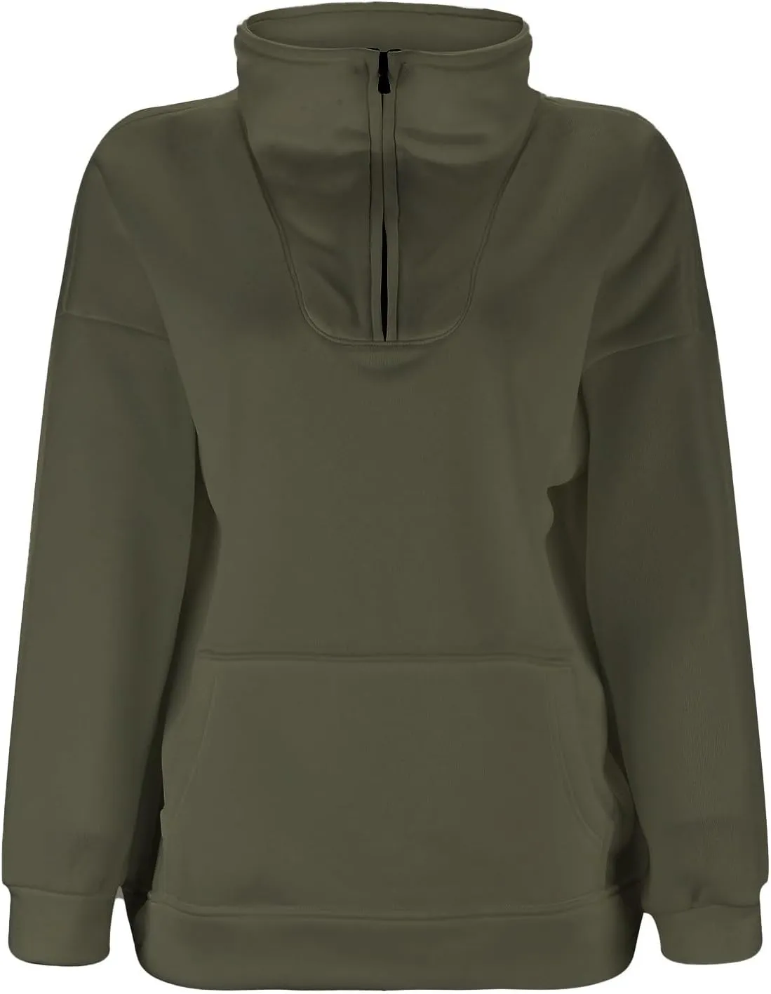Women Half Zip Sweatshirts Oversized Long Sleeve Pocket Cropped Pullover Tops Trendy Fall Fashion Y2k Clothes