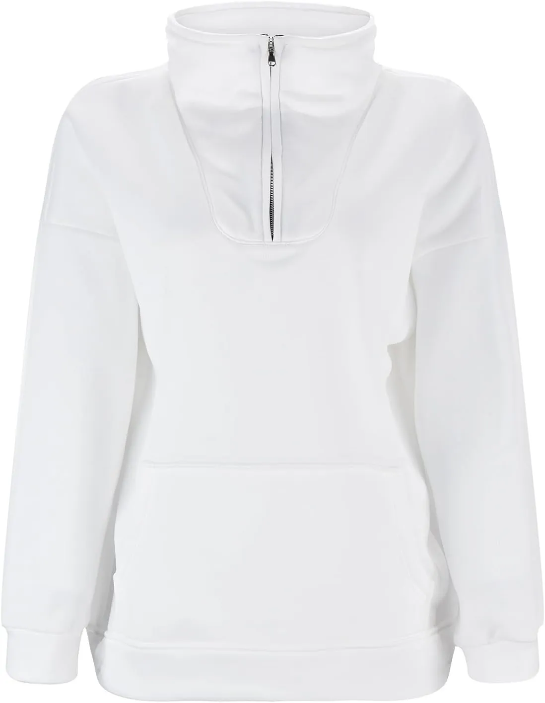 Women Half Zip Sweatshirts Oversized Long Sleeve Pocket Cropped Pullover Tops Trendy Fall Fashion Y2k Clothes