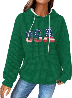 Women Oversized Hoodies Casual Graphic Trendy Hoodies Loose Ffit Tops Long Long Sleeve Drawstring Waffle Pullover
