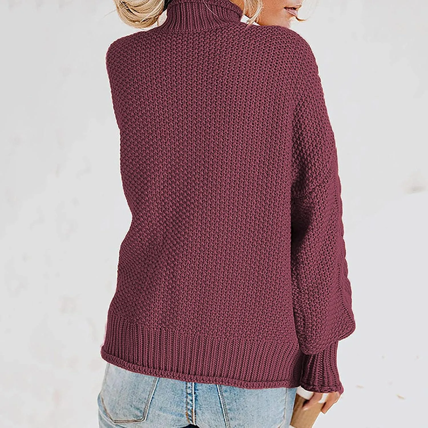 Women Oversized Sweater Turtle Neck Dressy Knit Sweater Pullover Tops Chunky Long Sleeve Y2K Sweater Blouse for Fall