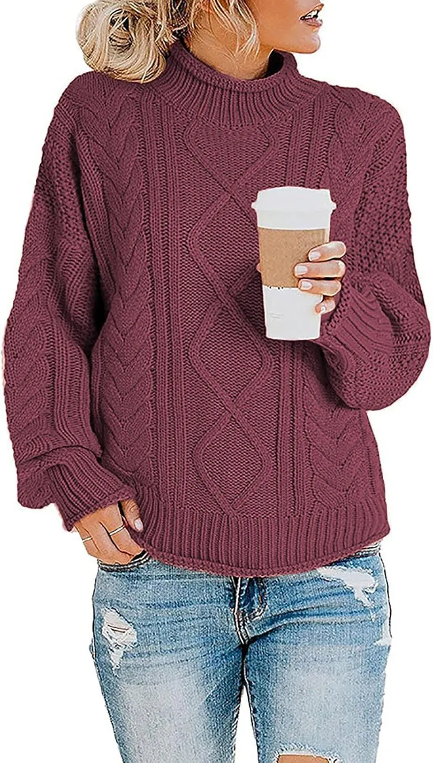 Women Oversized Sweater Turtle Neck Dressy Knit Sweater Pullover Tops Chunky Long Sleeve Y2K Sweater Blouse for Fall