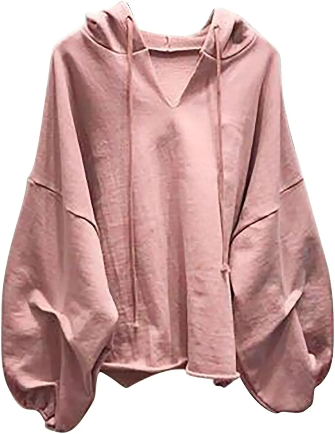 Women Oversized V Neck Hoodies Long Sleeve Comfy Sweatshirts Casual Fall Fashion Pullover Winter Clothes 2024
