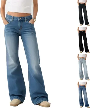 Women Sweatpant Jeans Y2K Low Rise Baggy Denim Pants Trendy High Waisted Wide Leg Boyfriend Barrel Jeans w/Pockets