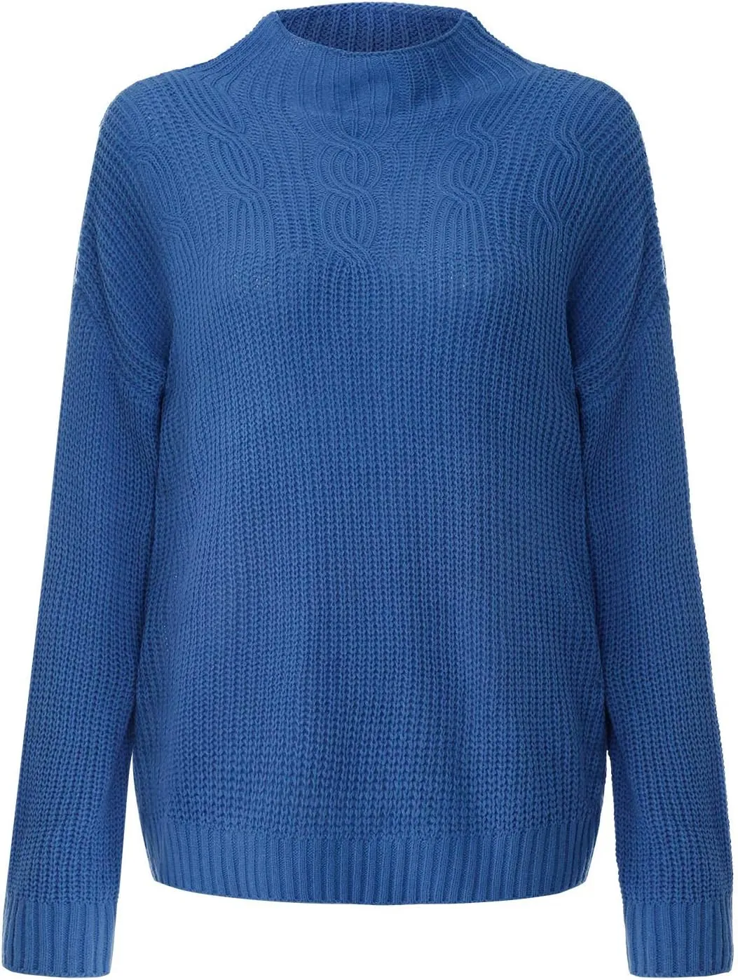 Women's 2023 Turtleneck Long Sleeve Sweaters Casual Loose Oversized Chunky Cable Knitted Pullover Sweater Jumper Tops