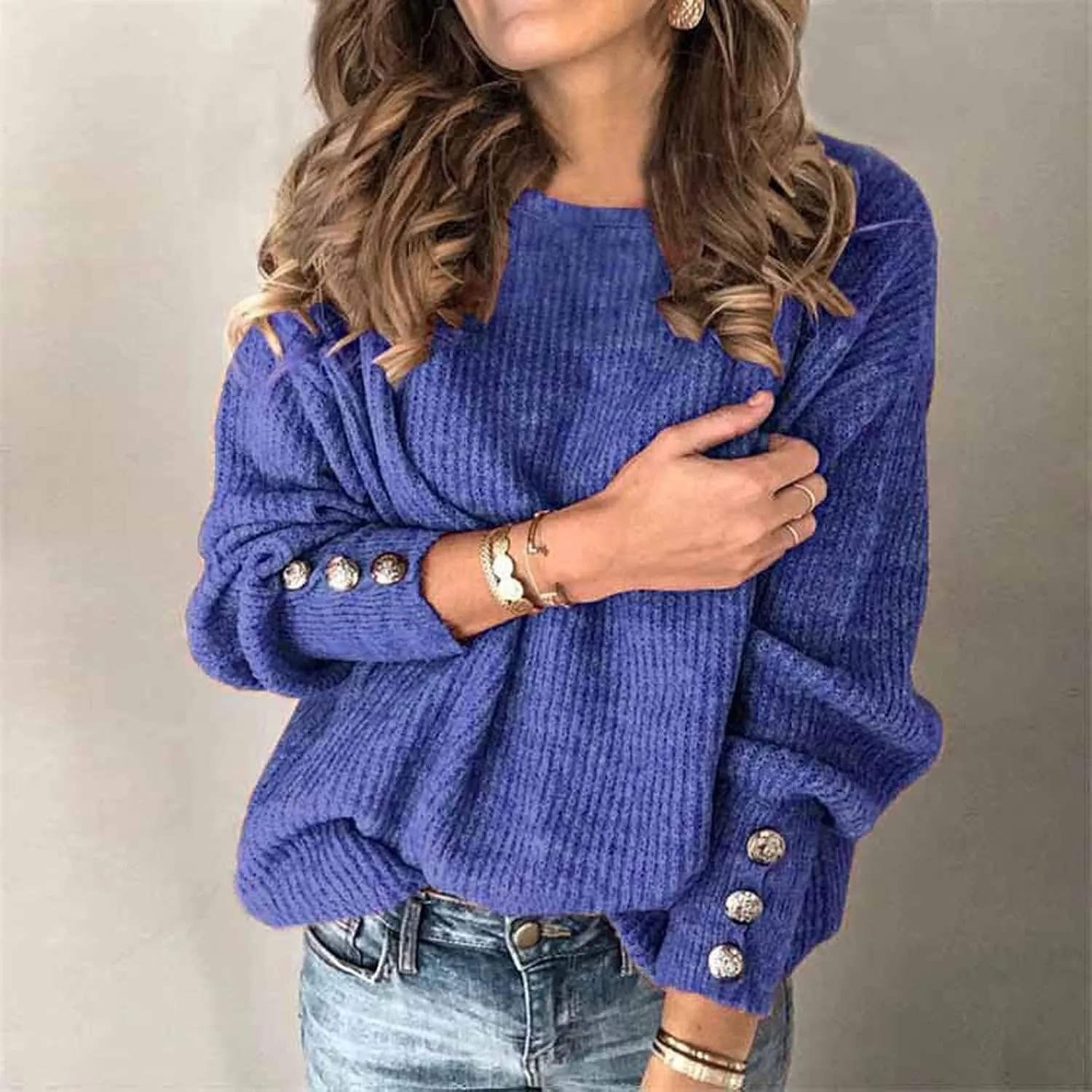 Womens 2024 Winter Pullover Sweater Casual Long Sleeve Crewneck Y2K Sweaters Loose Chunky Knit Jumper Tops Blouse