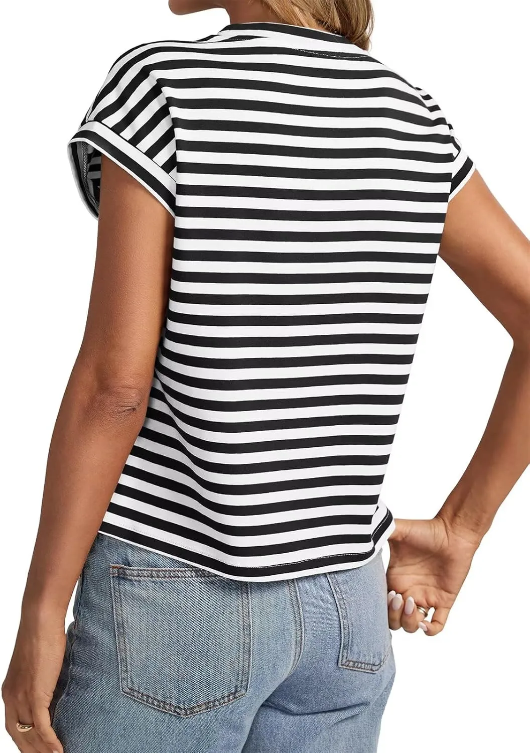 Womens Cap Sleeve Crop Tops Cotton T Shirts Crewneck Loose Fit Short Sleeves Tee Summer Fashion Clothes 2025